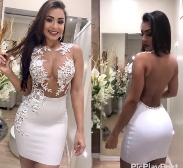 Vestido Aplicação Guipir Busto