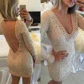 Vestido de Luxo Bordados de Pérolas